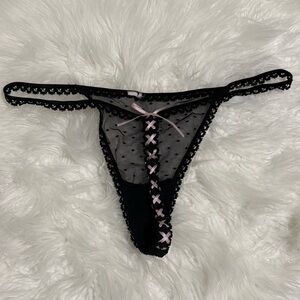 VS Black and Pink Lace Thong